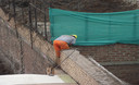 Obreros de construcción civil trabajando sin protección en algún lugar de Lima