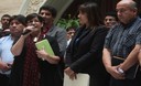 Alcaldesa Susana Villarán, ofreció conferencia de prensa junto a representantes del gremios de transportistas