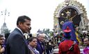 El Señor de los Milagros en la plaza de Armas de Lima