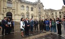 Presidente Ollanta Humala participo del Simulacro Nacional de Sismo y Tsunami, en el Patio de Honor de Palacio de Gobierno