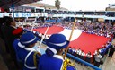 Decenas de escolares del colegio 2049 San Felipe, Comas pasearon bandera más grande del Perú