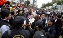 Trabajadores del INPE realizan protestas en el centro de Lima