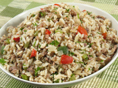 Arroz frito con mollejitas e higaditos