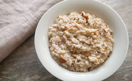 Risotto de hongos y pavo