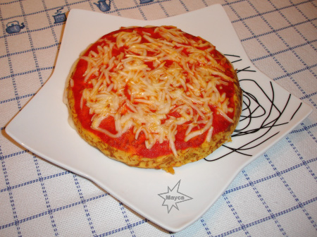 Tortilla de patatas y tomate al horno