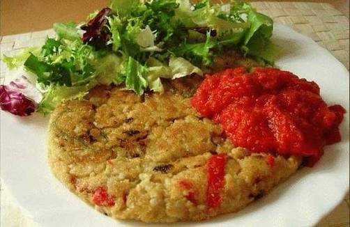 Tortilla de arroz con pimientos