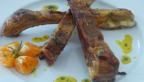 Costillas glaseadas en mandarina